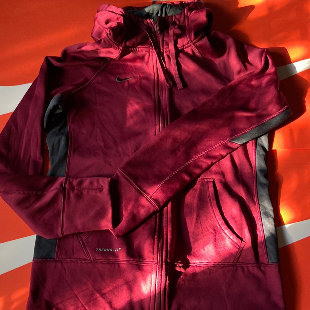 Nike maroon zip up sweater